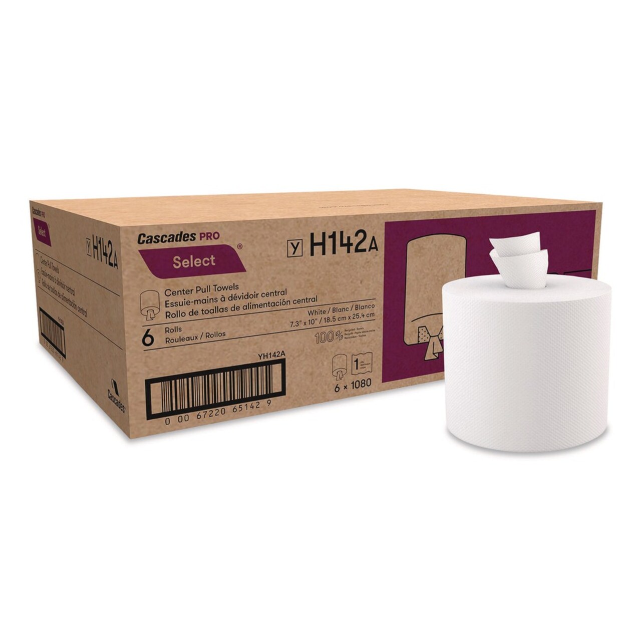 Cascades PRO 7.31 in. x 10 in. 2-Ply Select Center-Pull Paper Towels - White (6 Rolls/Carton)